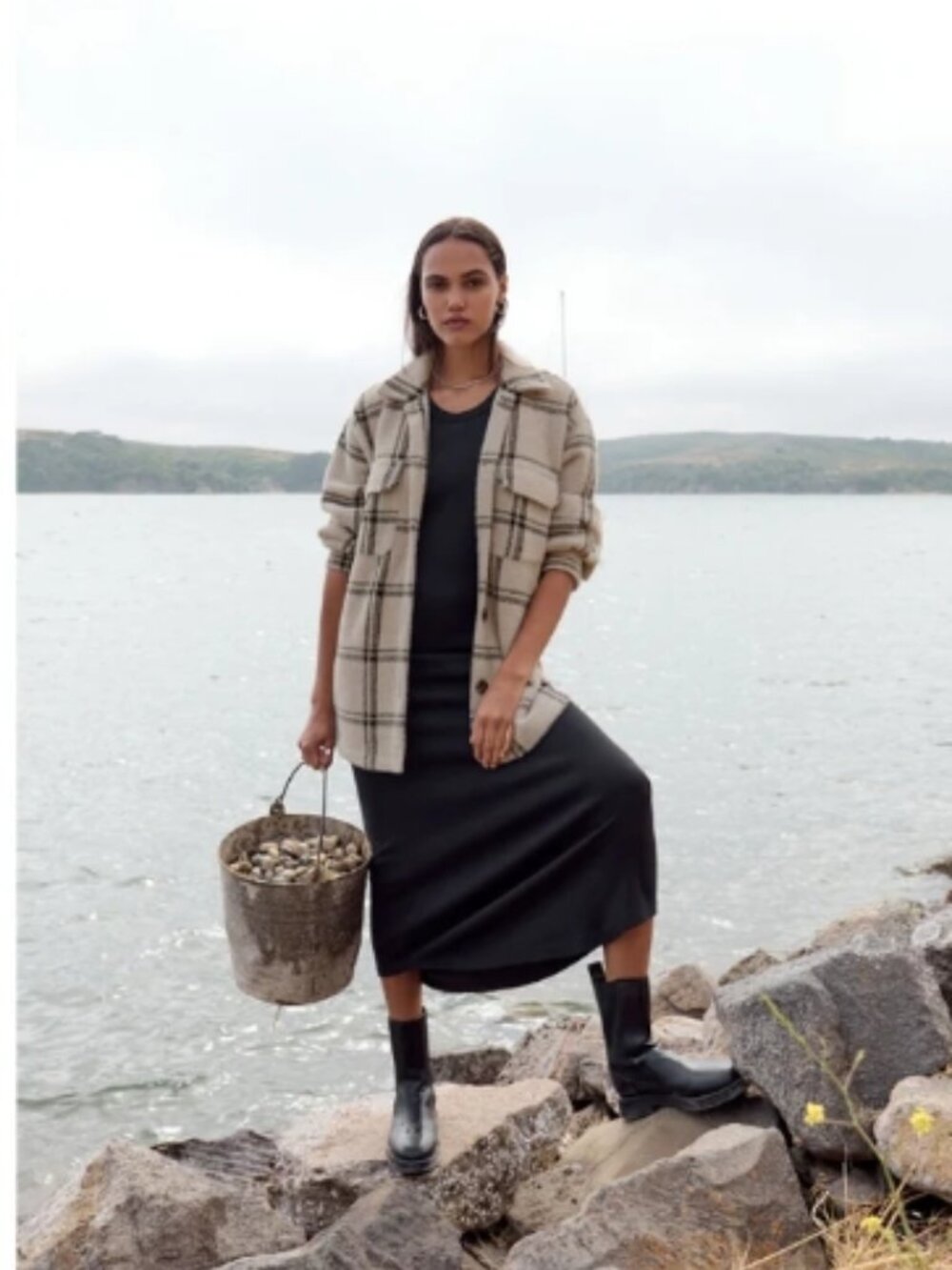 Like New! Z SUPPLY: Plaid Tucker Coat Cream and Grey Size S